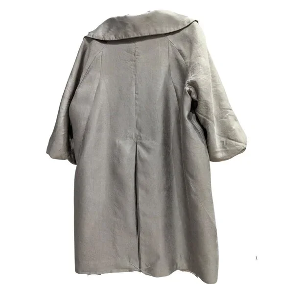 ECI Silk-Blend Metallic Tan Swing Jacket / Coat – Size 16 – EUC - Picture 3 of 5